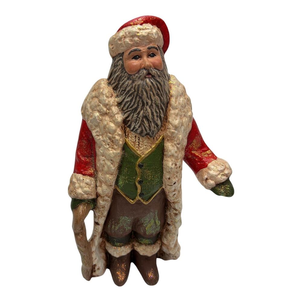 Vintage Old World Santa Claus Figurine 10" Rustic Christmas Holiday Decor Craft